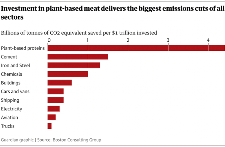 Investment in plant-basded meat delivers biggest emissions cuts -- Guardian