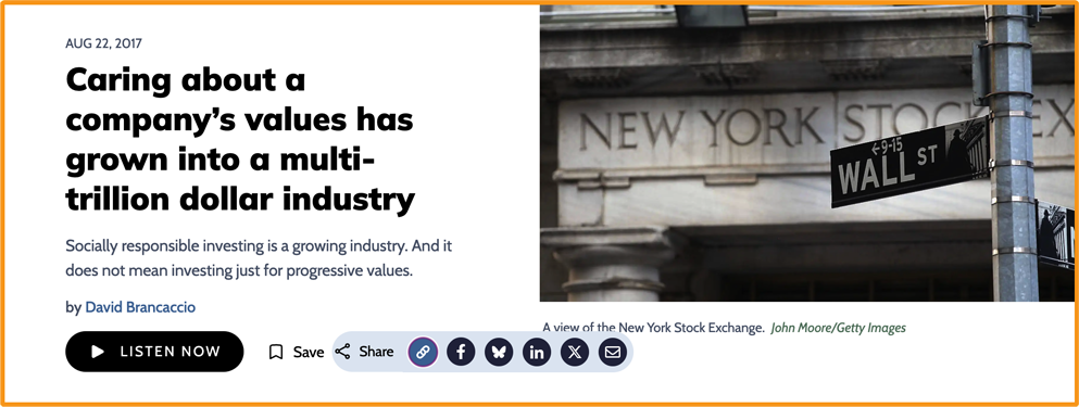 GreenMoney 25th anniversary on Marketplace 2017